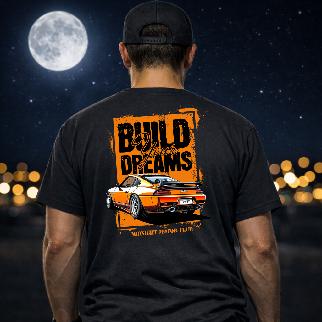 Build Dreams Car T-Shirt — Retro Sports Car Graphic Tee