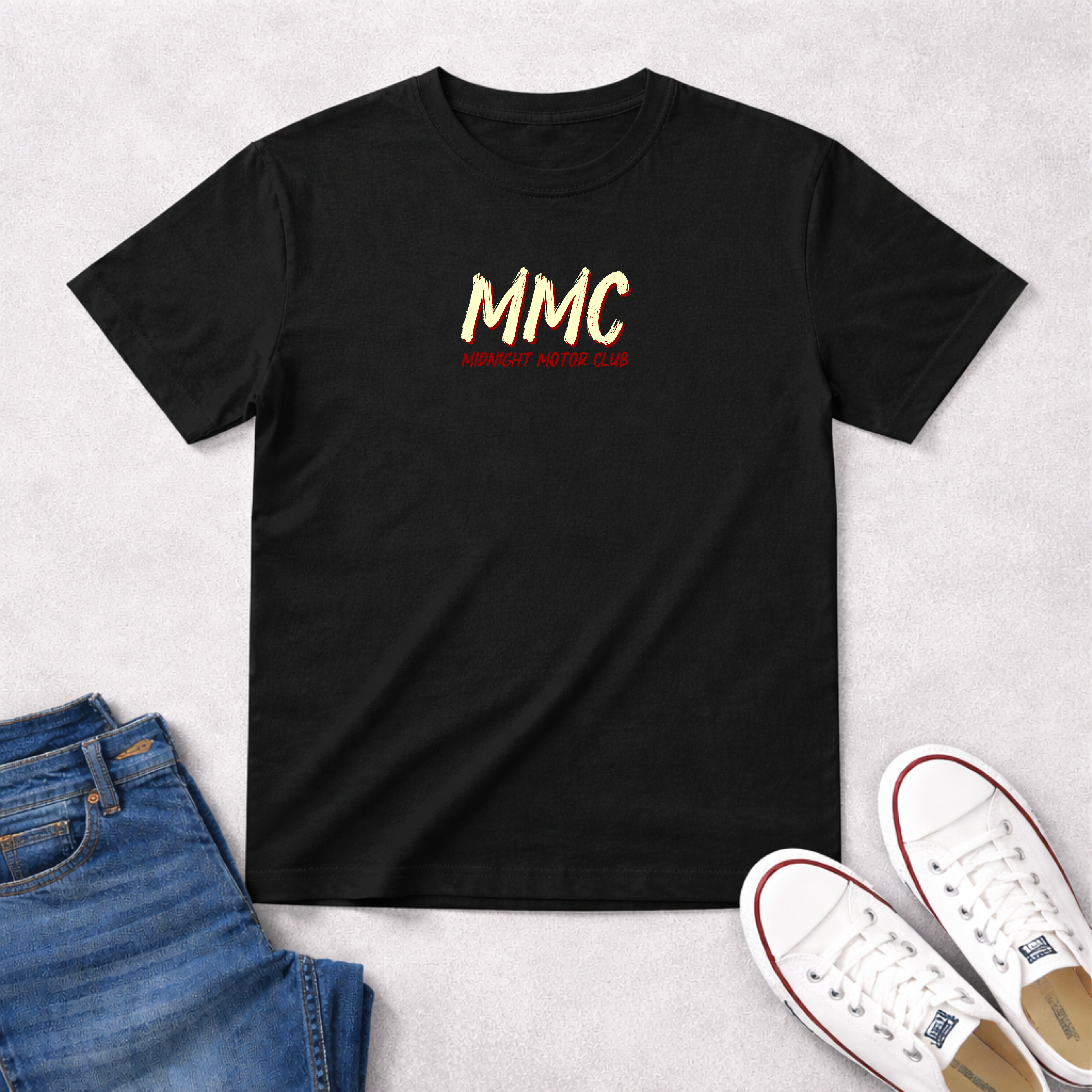 Engineered After Dark Graphic T-Shirt – MNC Midnight Motor Club Retro Logo