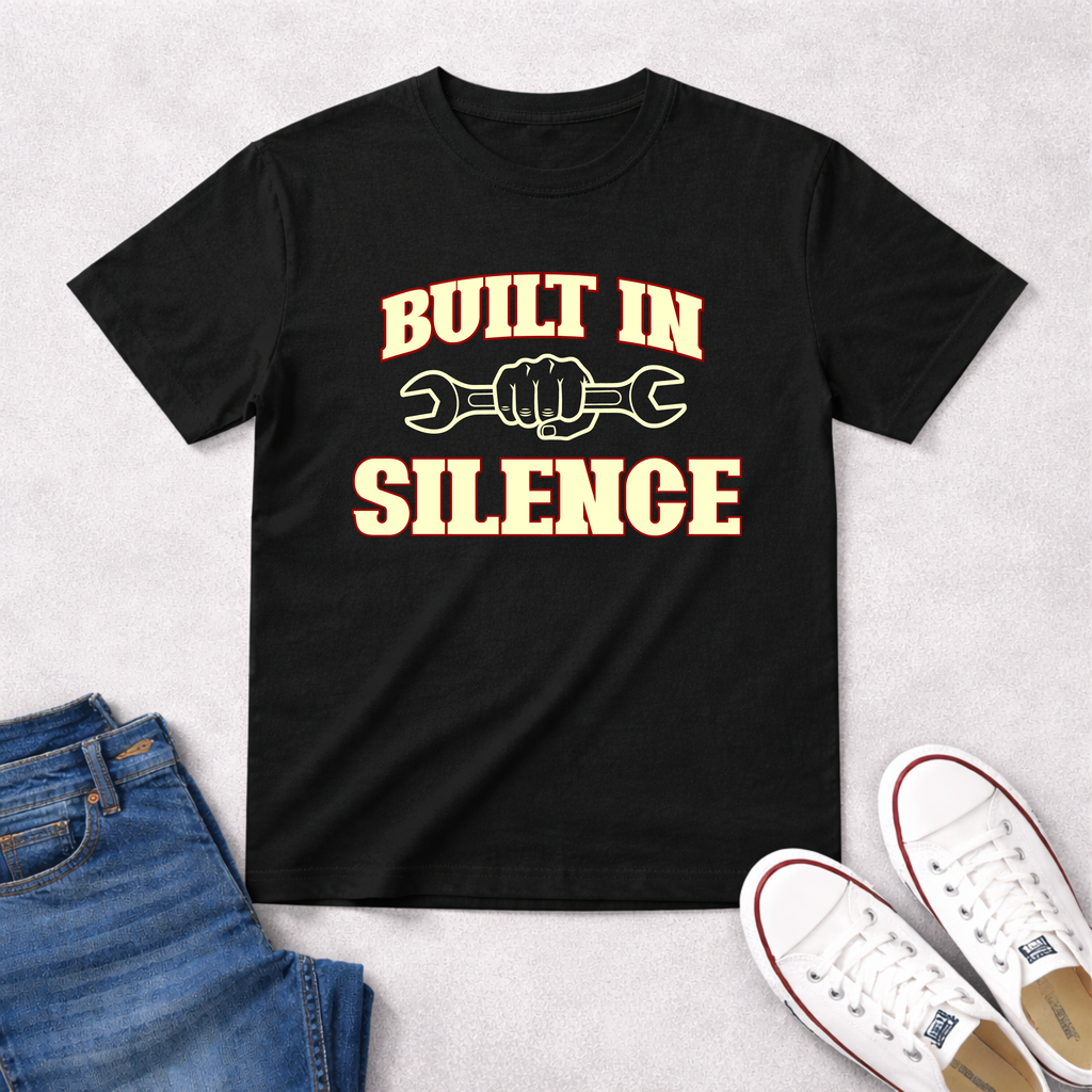 Built In Silence T-Shirt — Vintage Block Letter Graphic T-Shirt