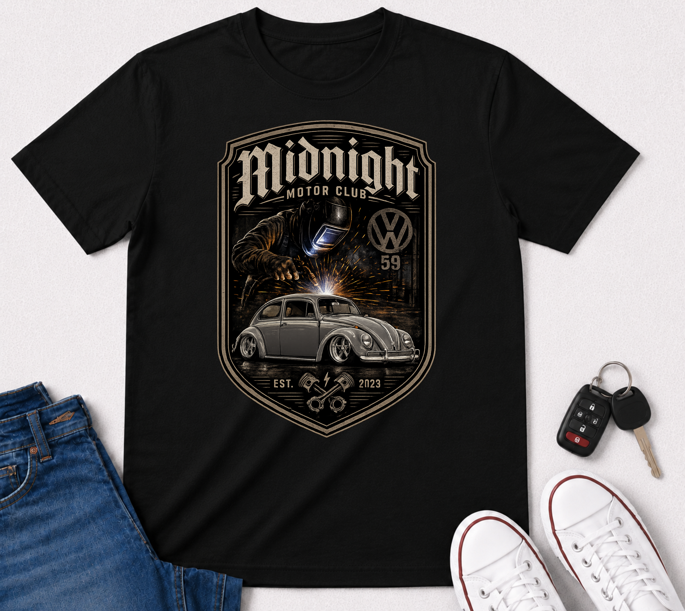Midnight Motor Club Vintage VW Beetle T-Shirt