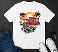 Vintage VW Camper Sunset T-Shirt — "Vintage Is Where It’s At"
