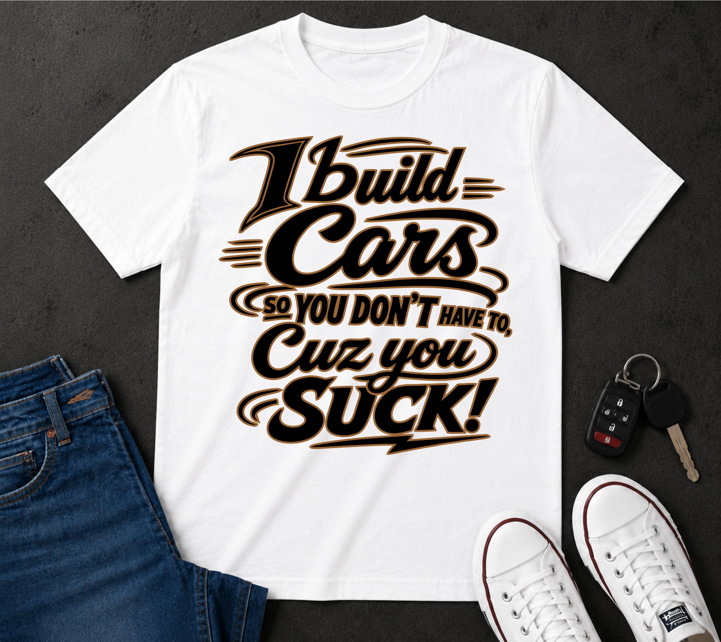 Mechanic T-Shirt — "I Build Cars So You Don't Have To, Cuz You Suck" Bold Garage Tee