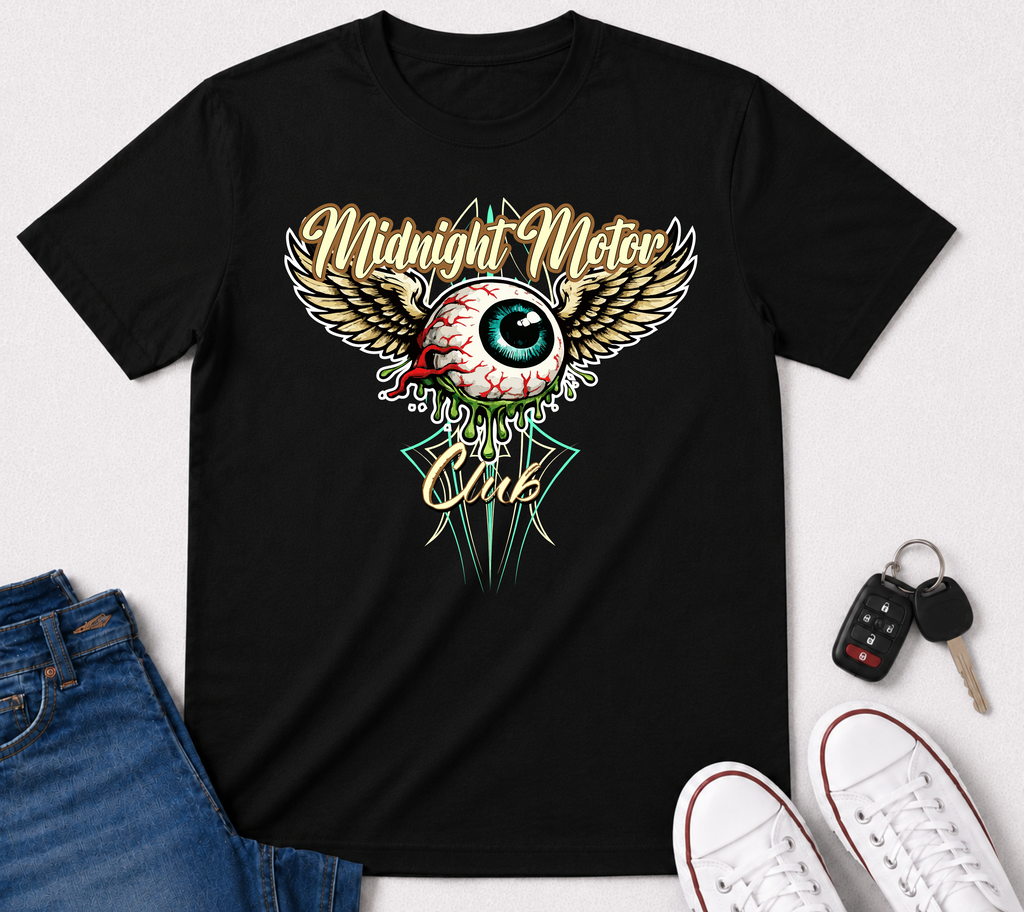 Midnight Motor Club Tee — Winged Eyeball Graphic T-Shirt