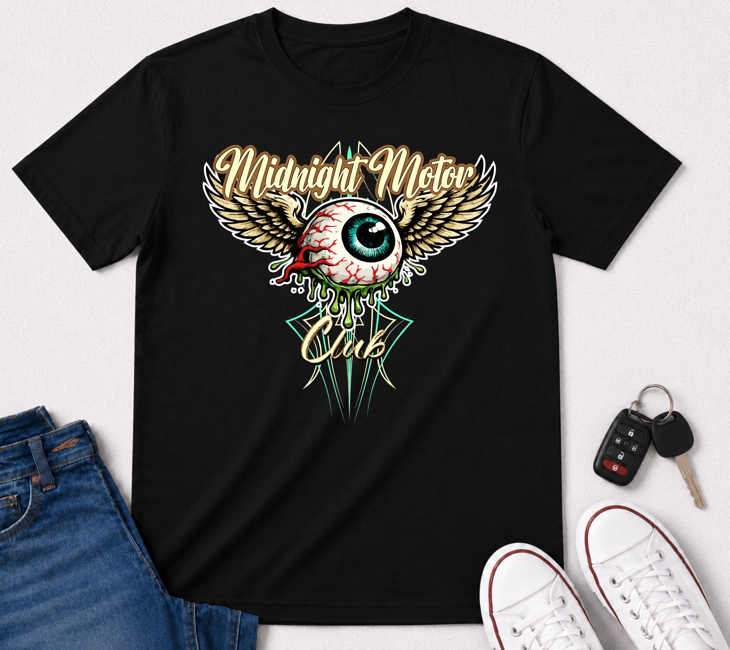 Midnight Motor Club Tee — Winged Eyeball Graphic T-Shirt