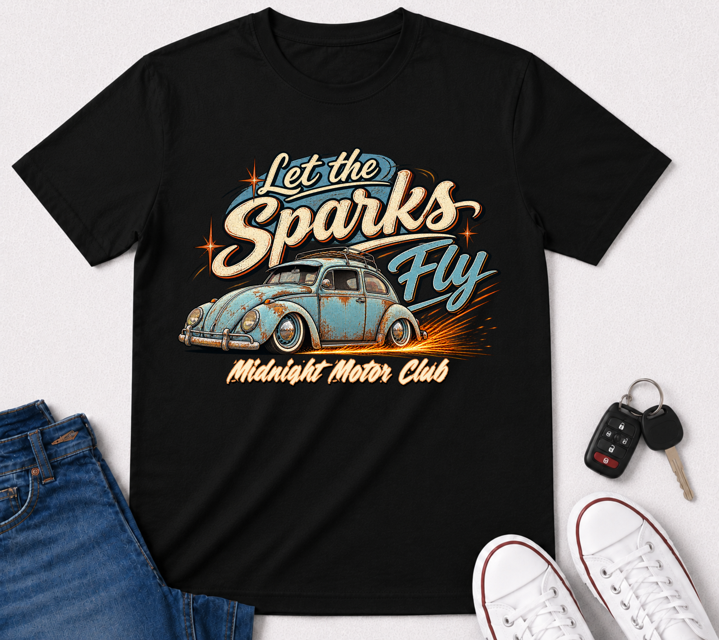 Let the Sparks Fly Vintage Beetle T-Shirt