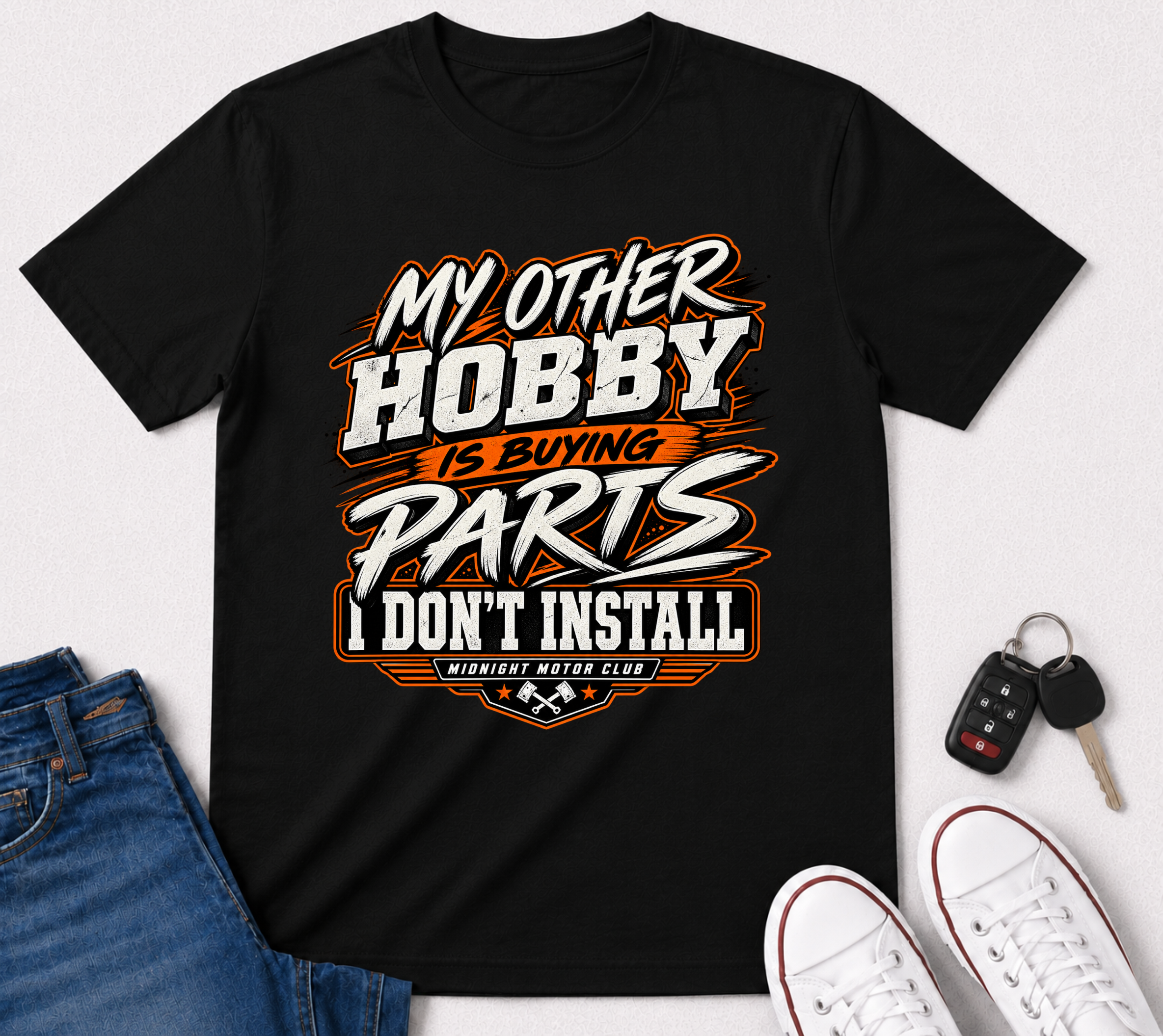 Mechanic T-Shirt — “My Other Hobby Is Buying Parts I Don’t Install” Graphic Tee