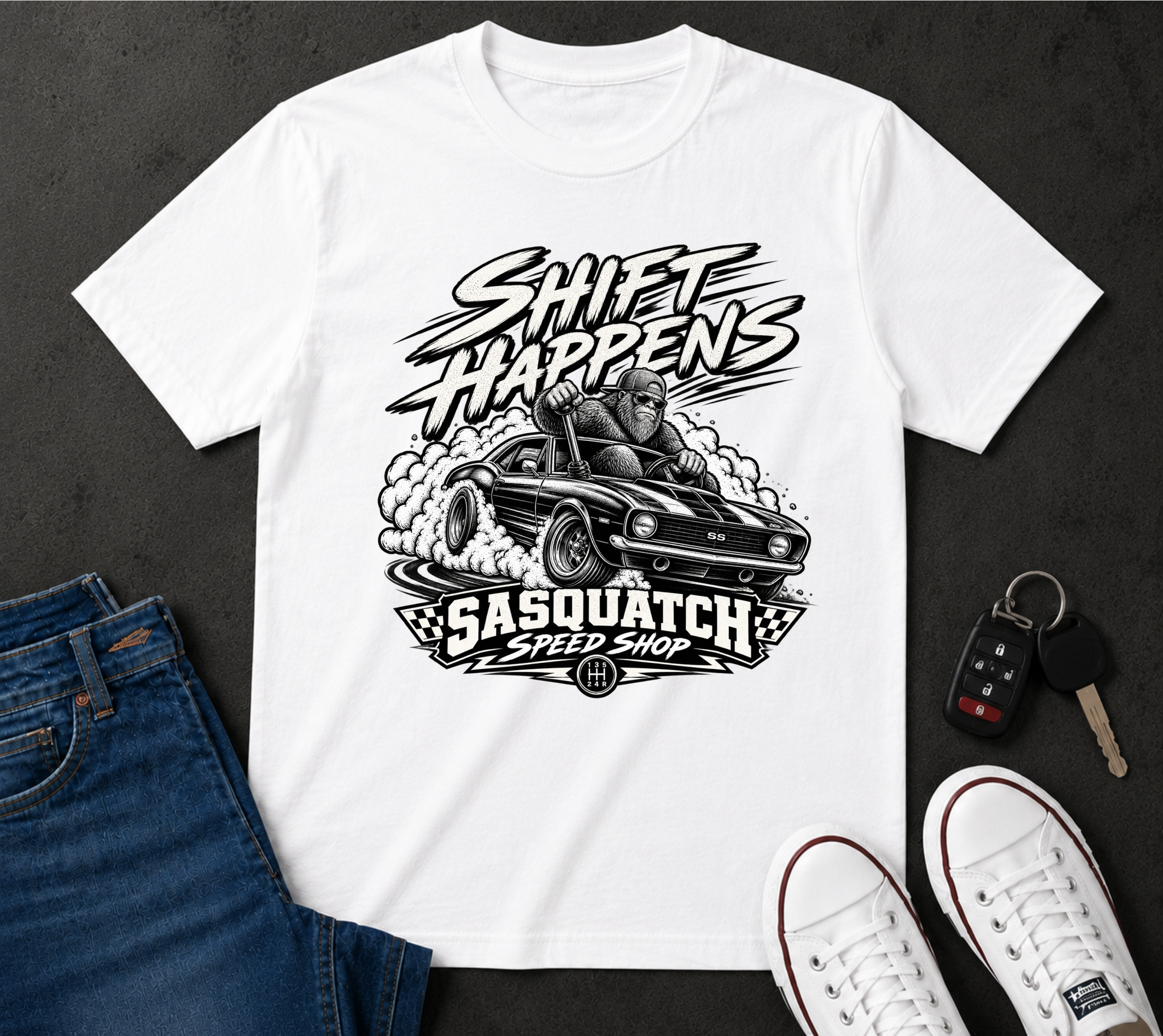 Shift Happens Sasquatch Speed Shop T-Shirt