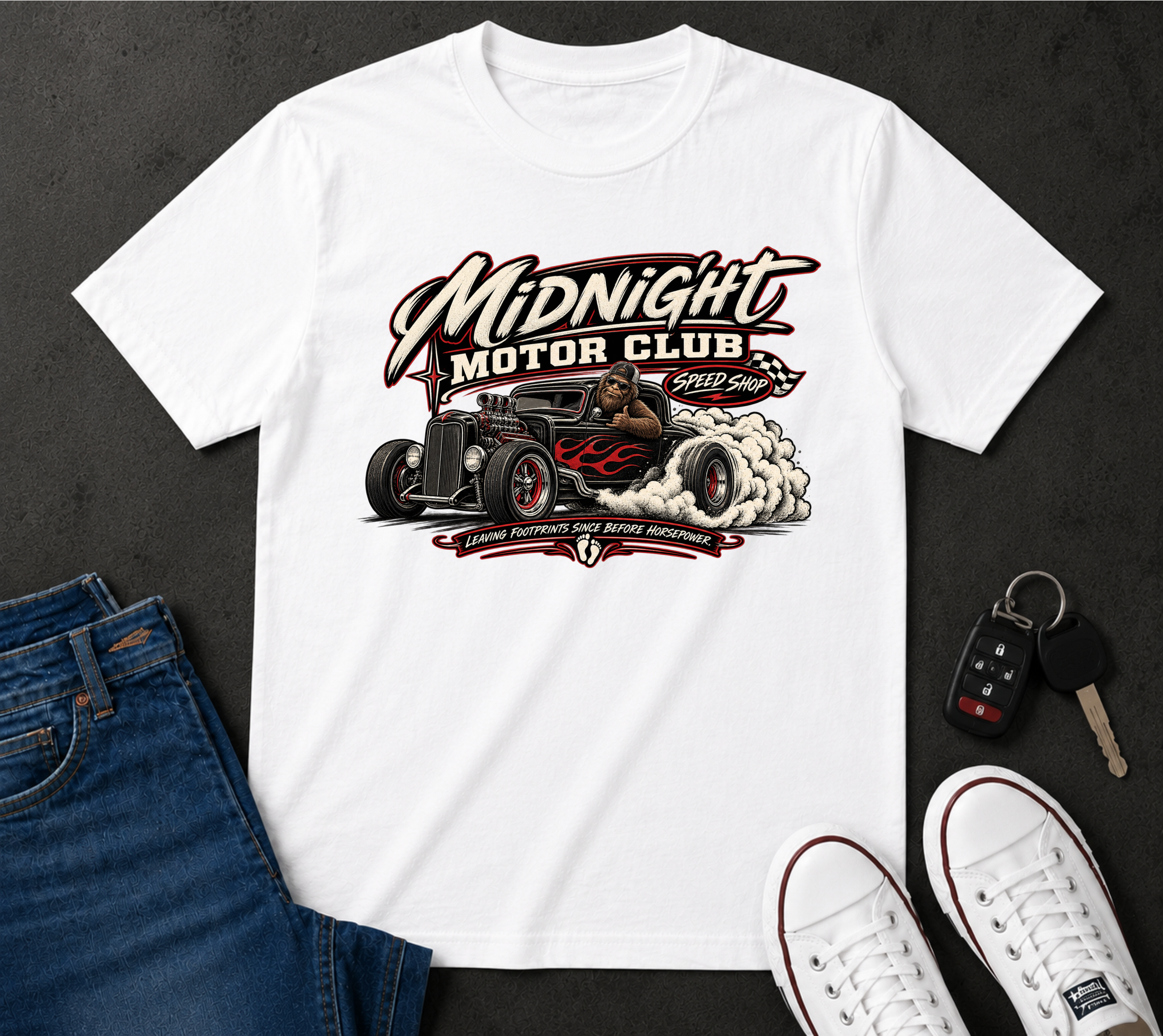 Midnight Motor Club T-Shirt — Vintage Hot Rod Racing Graphic