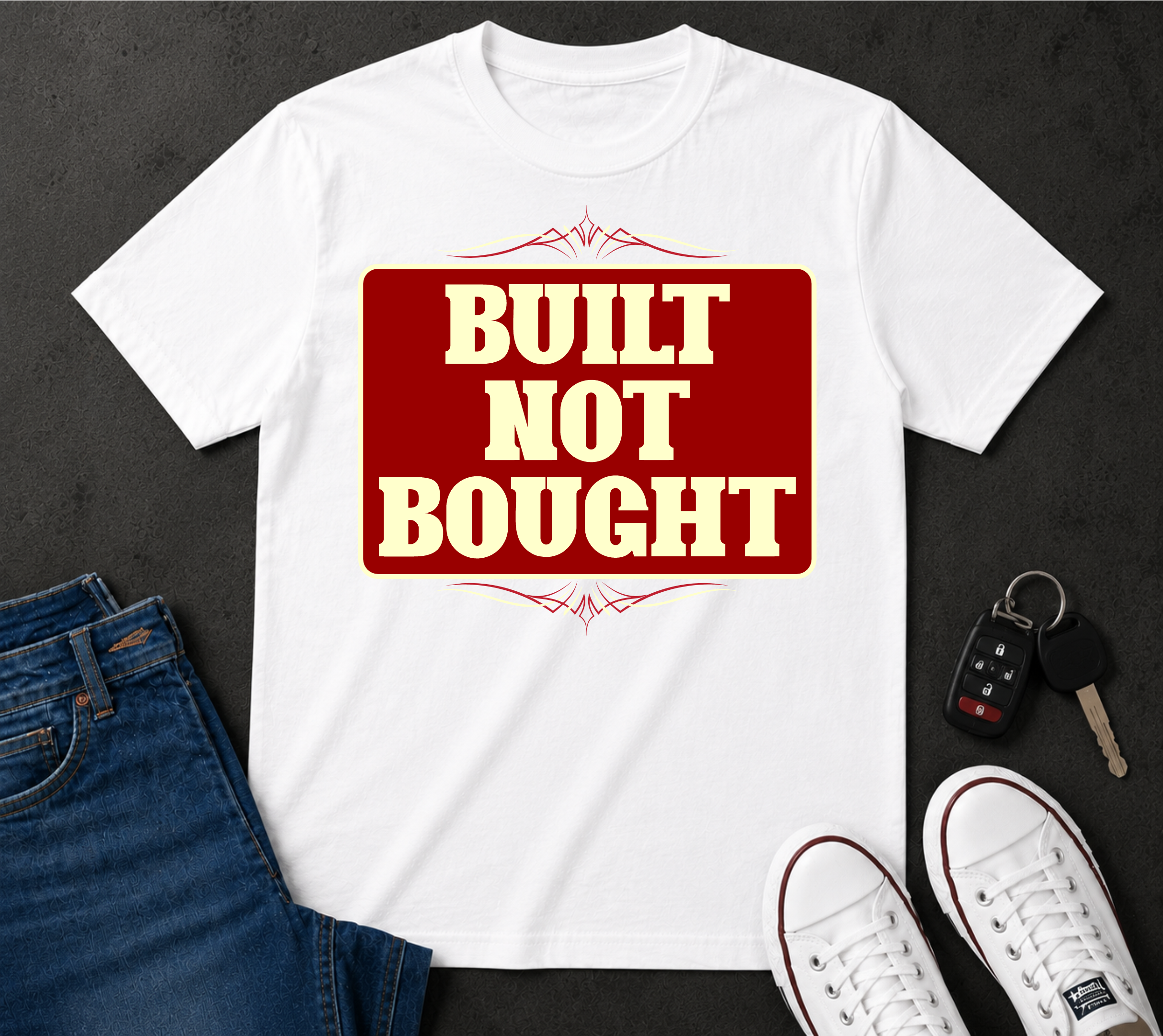 Built Not Bought T-Shirt — Vintage Motorcycle/Car Builder Tee