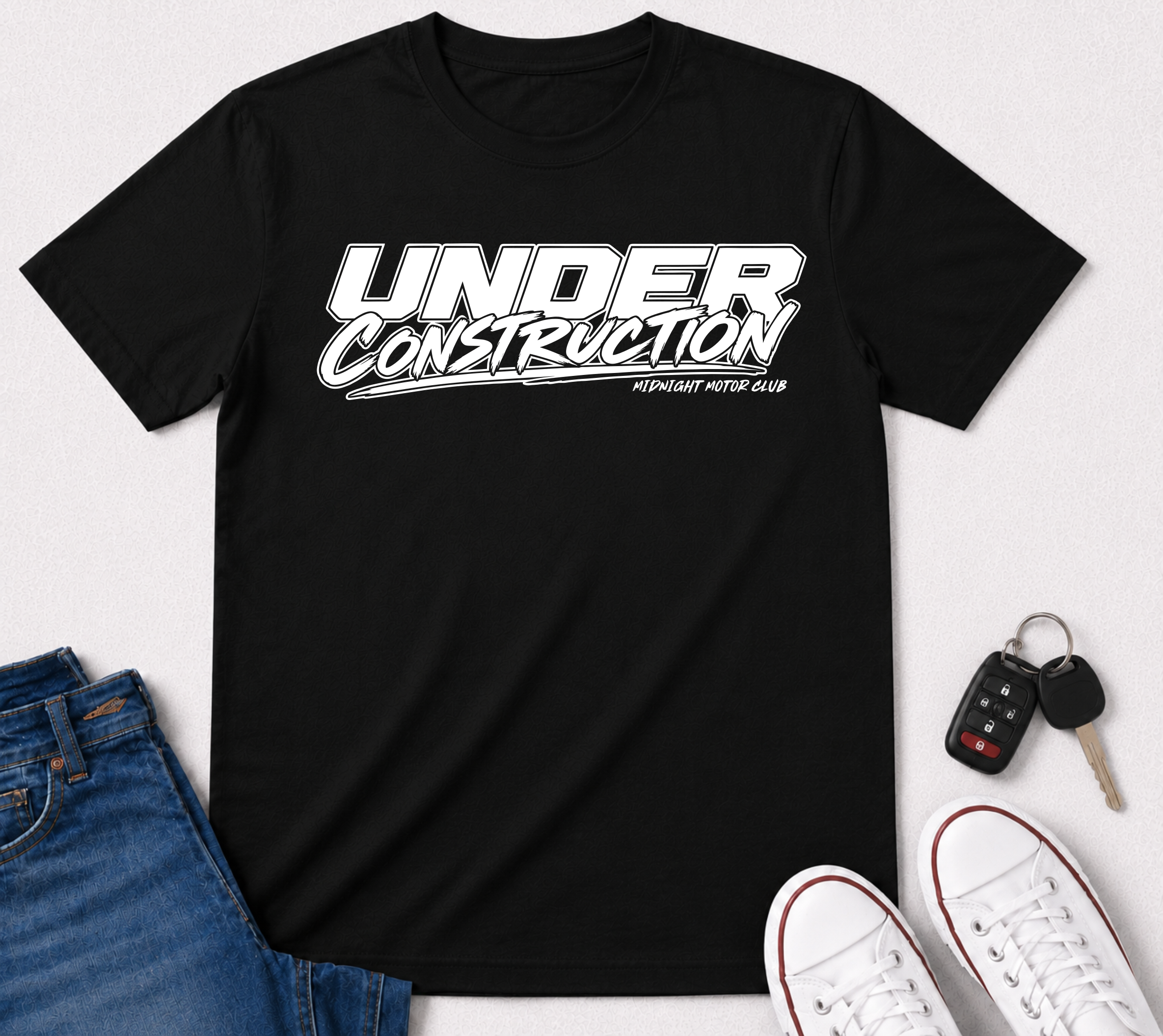 Under Construction Graphic T-Shirt — Bold Retro Logo Tee