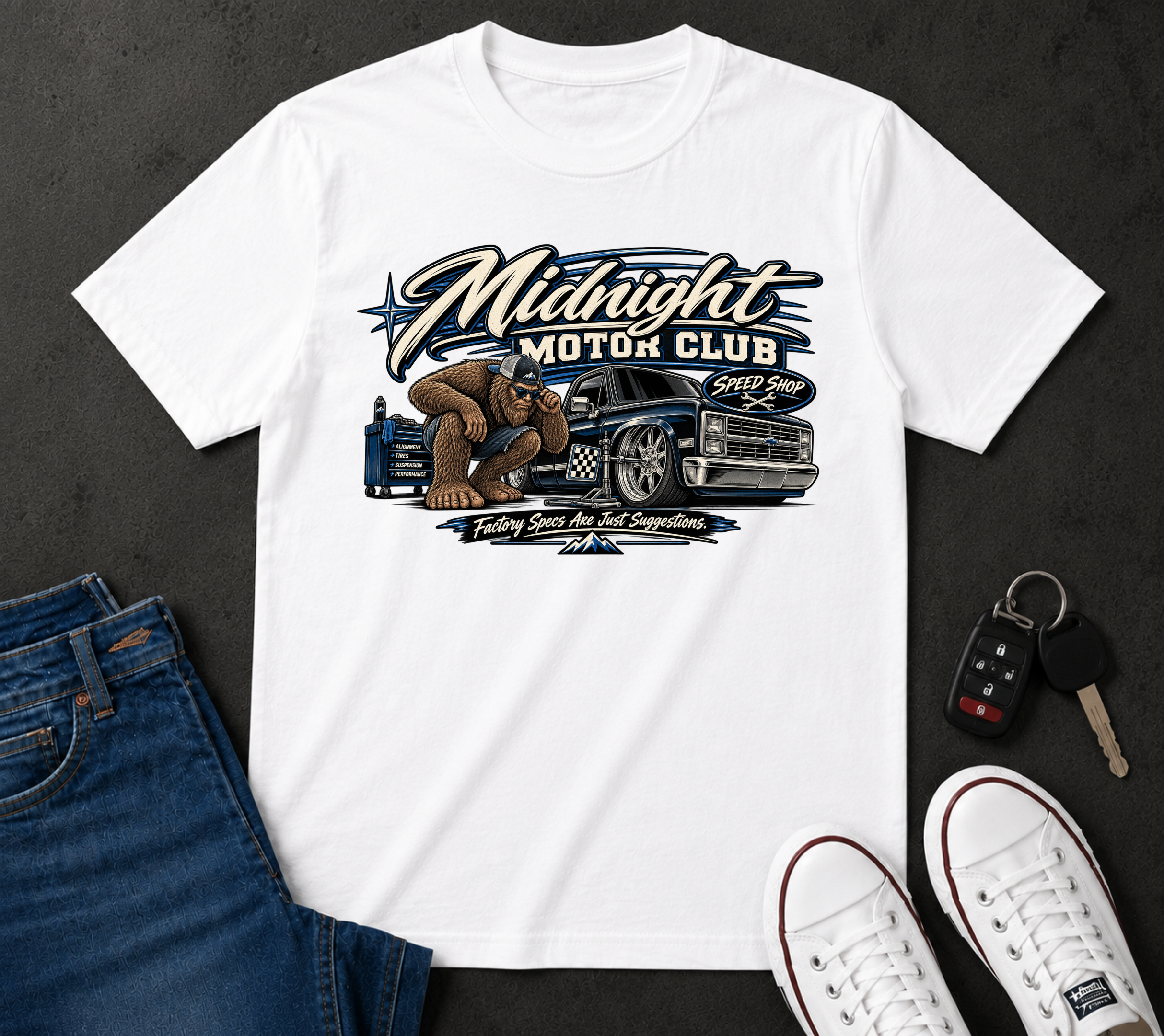 Midnight Motor Club T-Shirt – Vintage Bigfoot Car Racing Graphic Tee