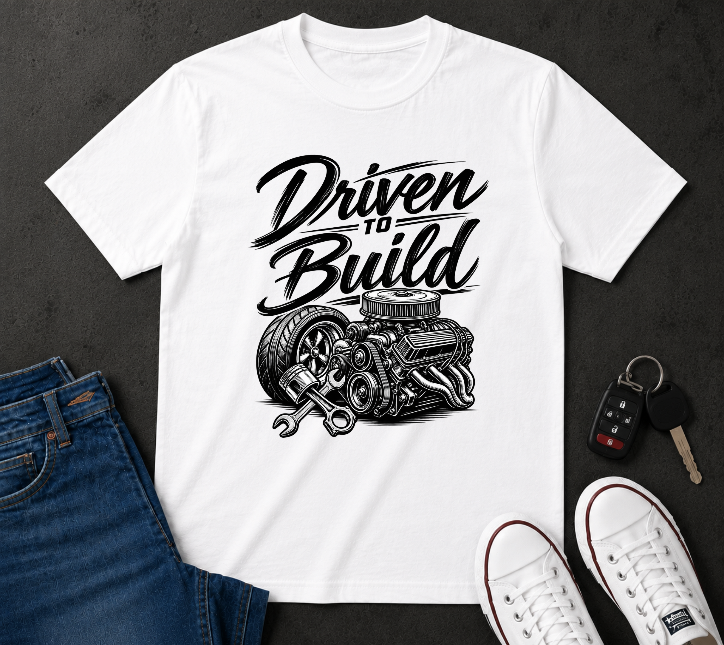 Driven to Build T-Shirt — Mechanics & Car Enthusiast Engine Tee
