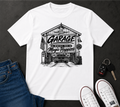 Garage T-Shirt — "The Garage Where the Magic Happens" Vintage Car Shop Tee