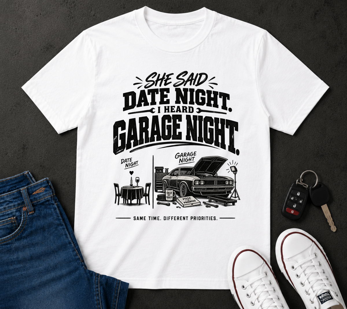 "She Said Date Night, I Heard Garage Night" Car Lover Tee