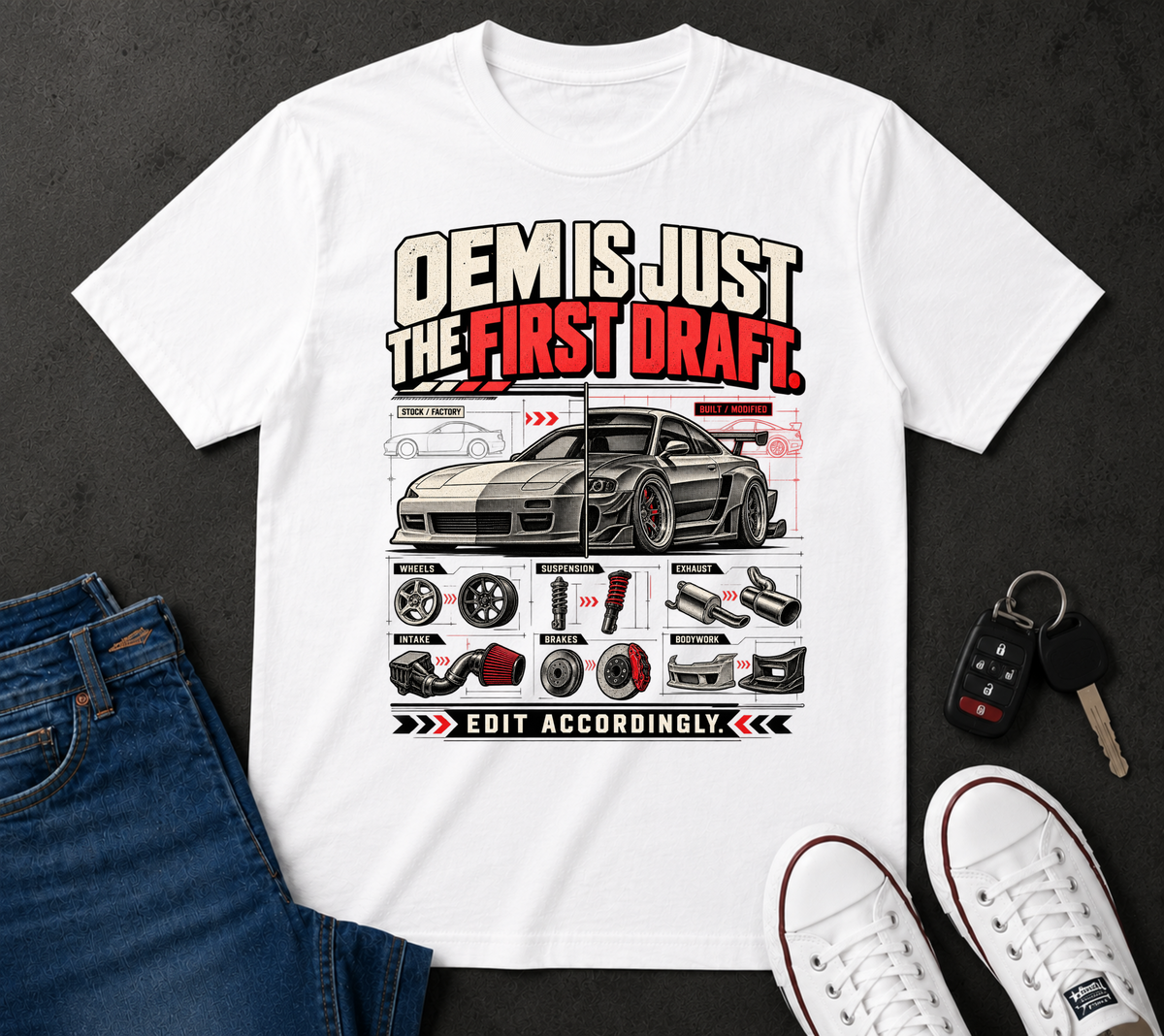 "OEM is Just the First Draft" Engine Parts Graphic Tee