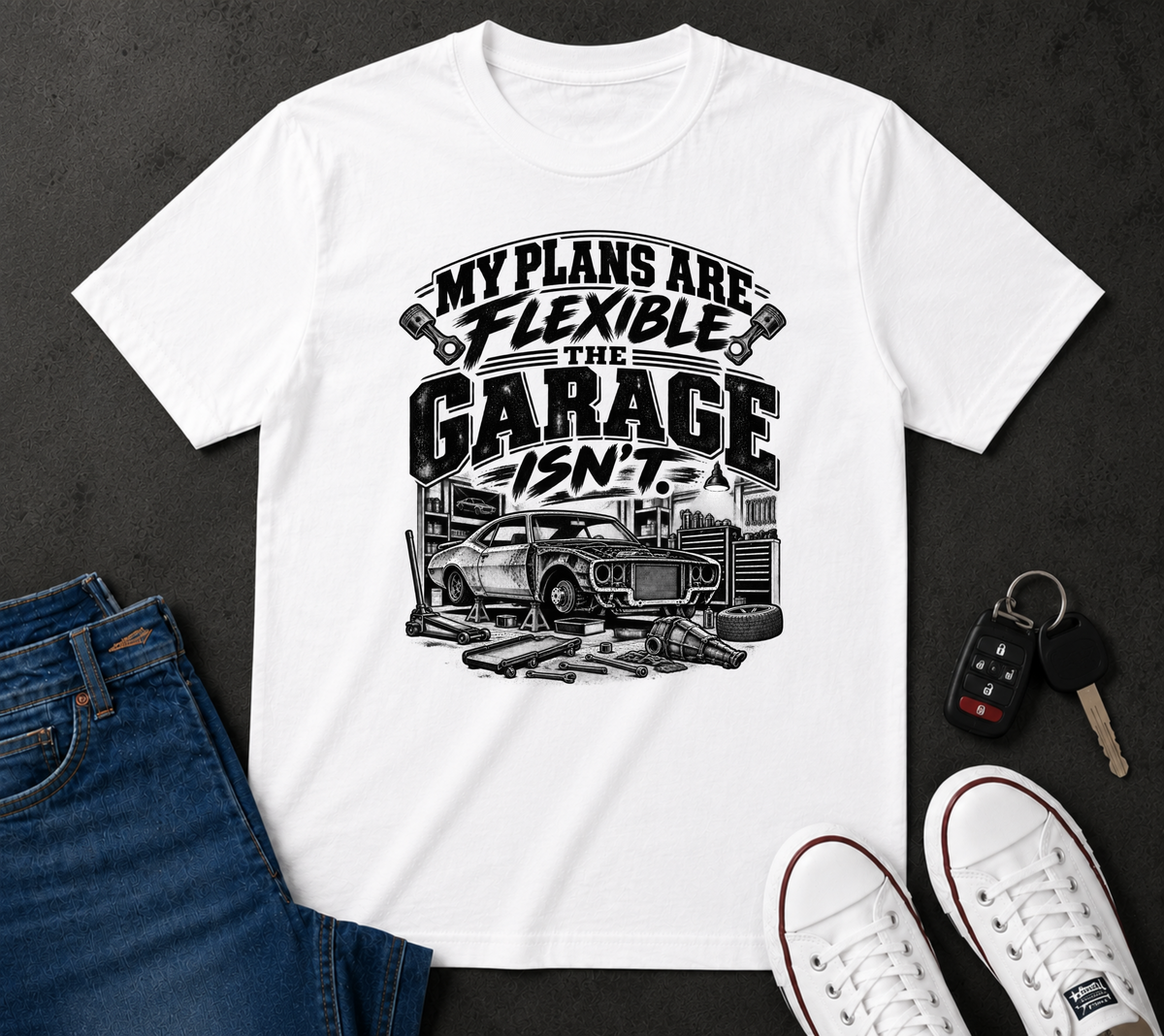 My Plans Are Flexible Garage Car Life T-Shirt