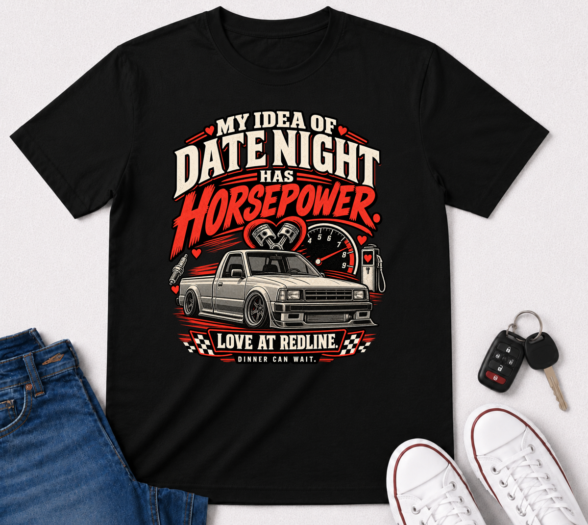 Date Night Has Horsepower T‑Shirt — Car Lover Graphic Tee