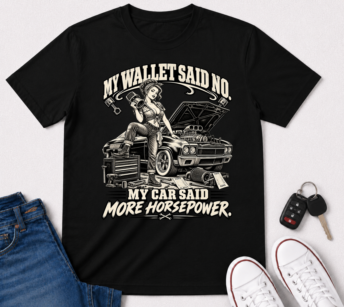 "My Wallet Said No, My Car Said More Horsepower" Car Culture Tee