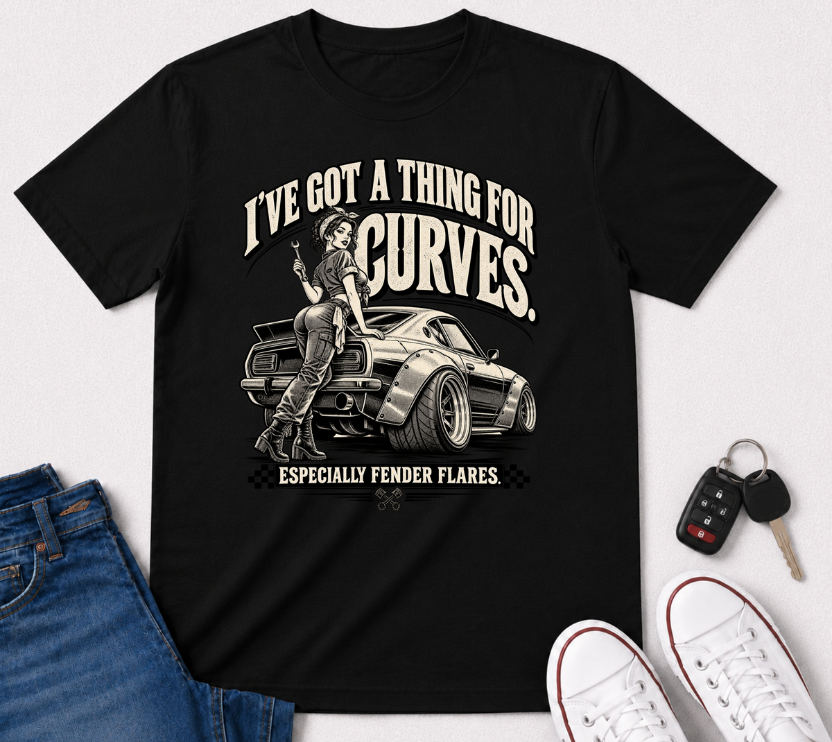 "I've Got a Thing for Curves" Vintage Car Culture Graphic Tee