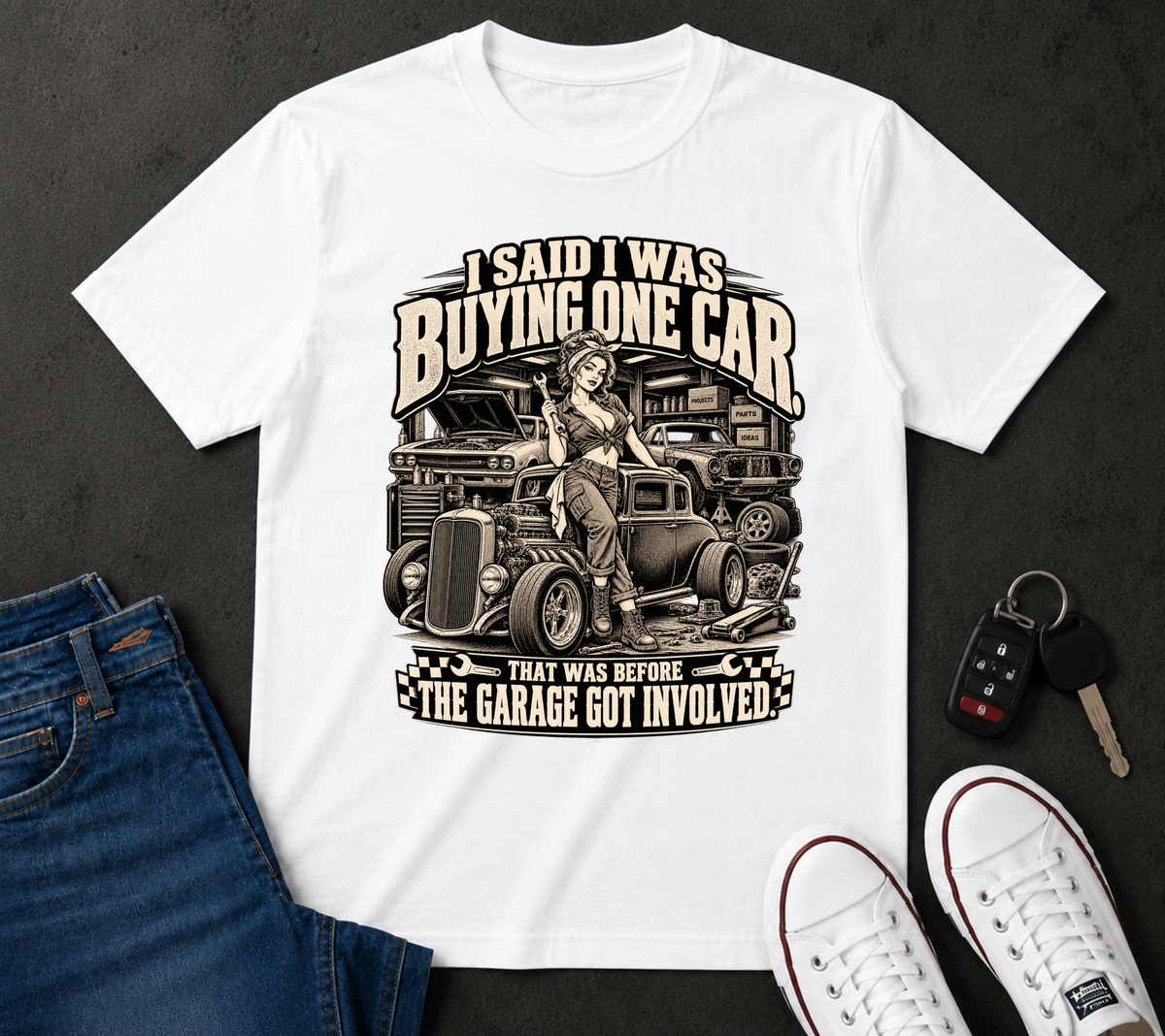 "I Said I Was Buying One Car" Vintage Car Culture Funny Tee