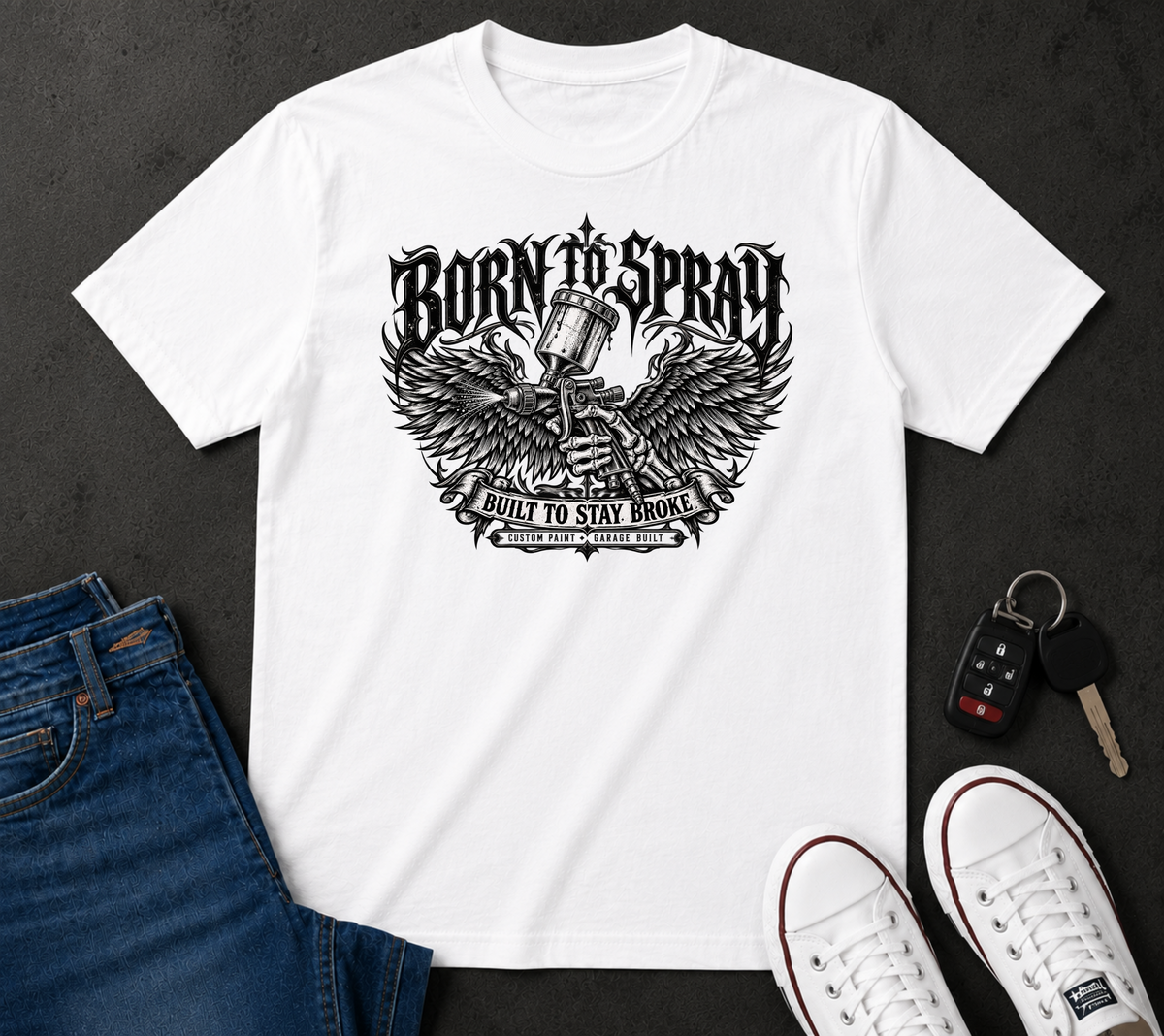 'Born to Spray' painters Car Builders Graphic T-Shirt