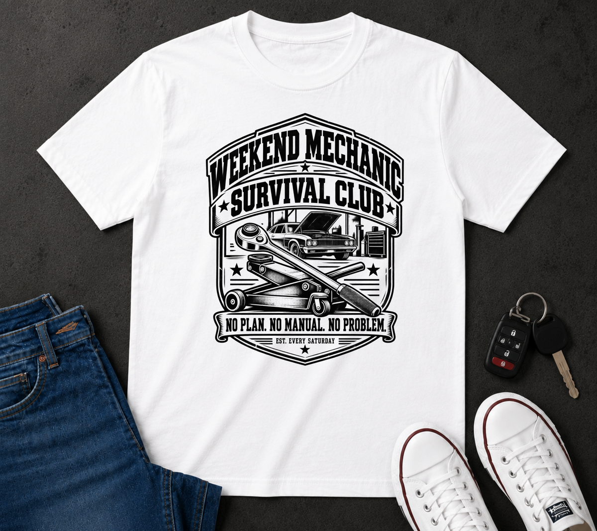 Weekend Mechanic Survival Club Car Culture T-Shirt