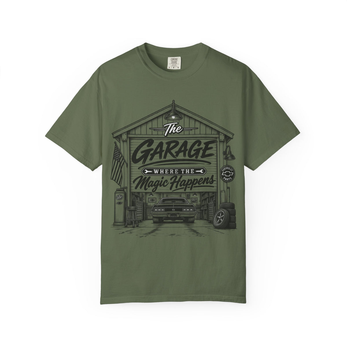 "The Garage Where the Magic Happens" Vintage Car Shop Tee