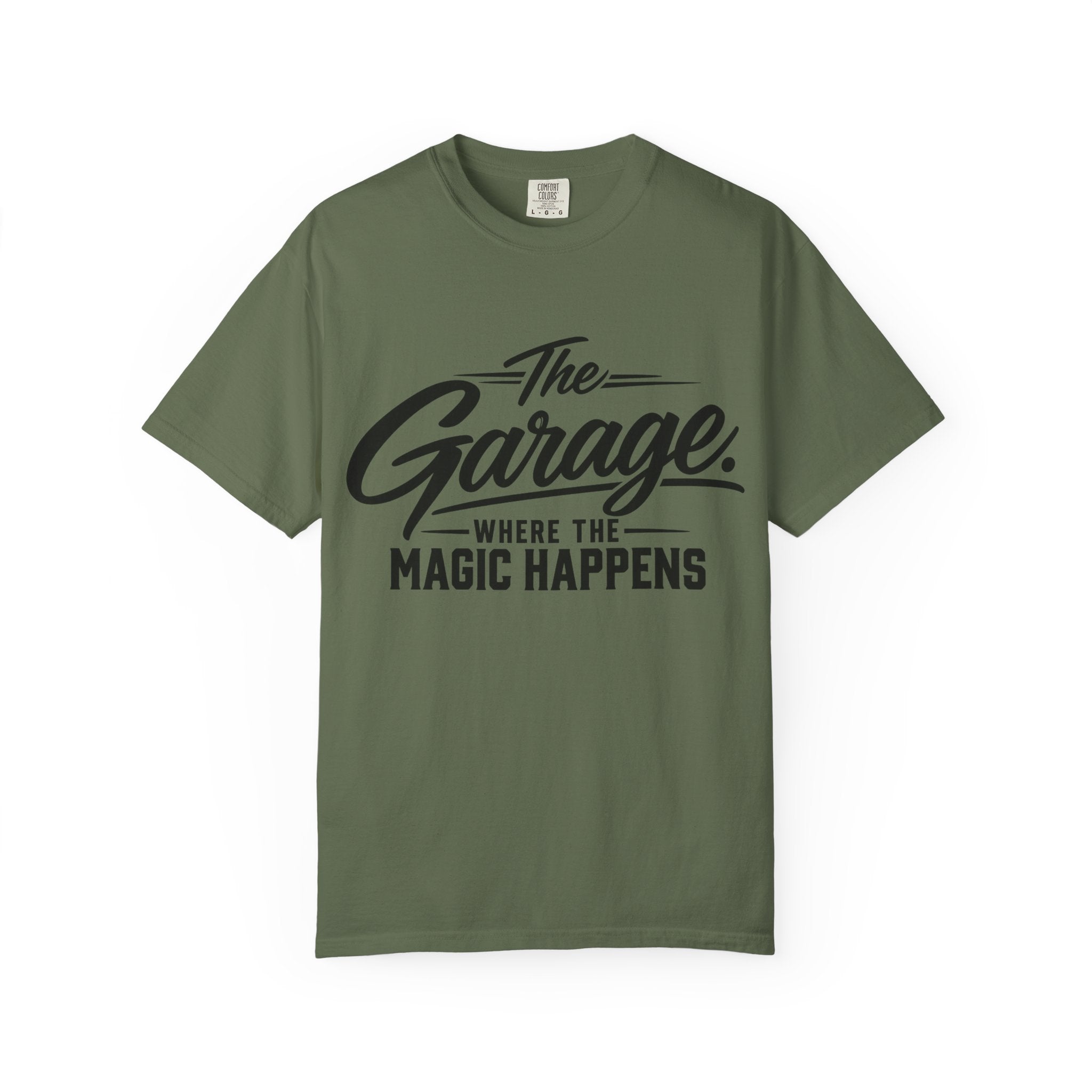 Garage T-Shirt — “The Garage Where the Magic Happens” Retro Workshop Tee