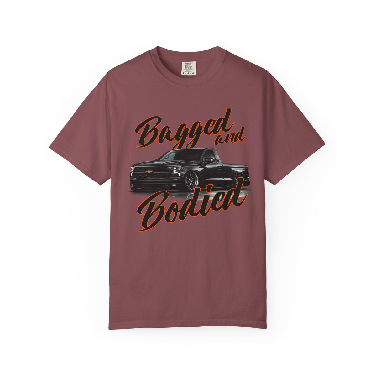 Bagged and Bodied Truck T-Shirt — Lowered Chevy Pickup Crew Tee