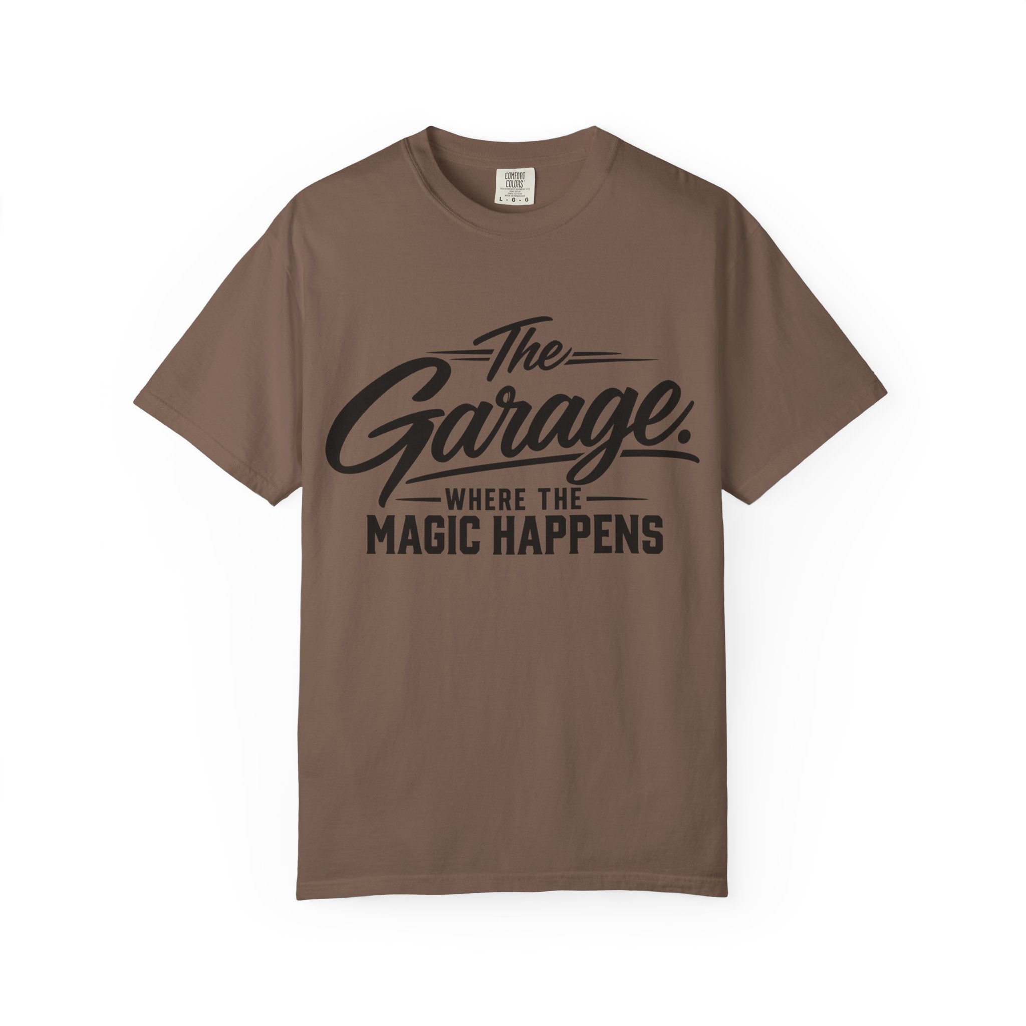 Garage T-Shirt — “The Garage Where the Magic Happens” Retro Workshop Tee