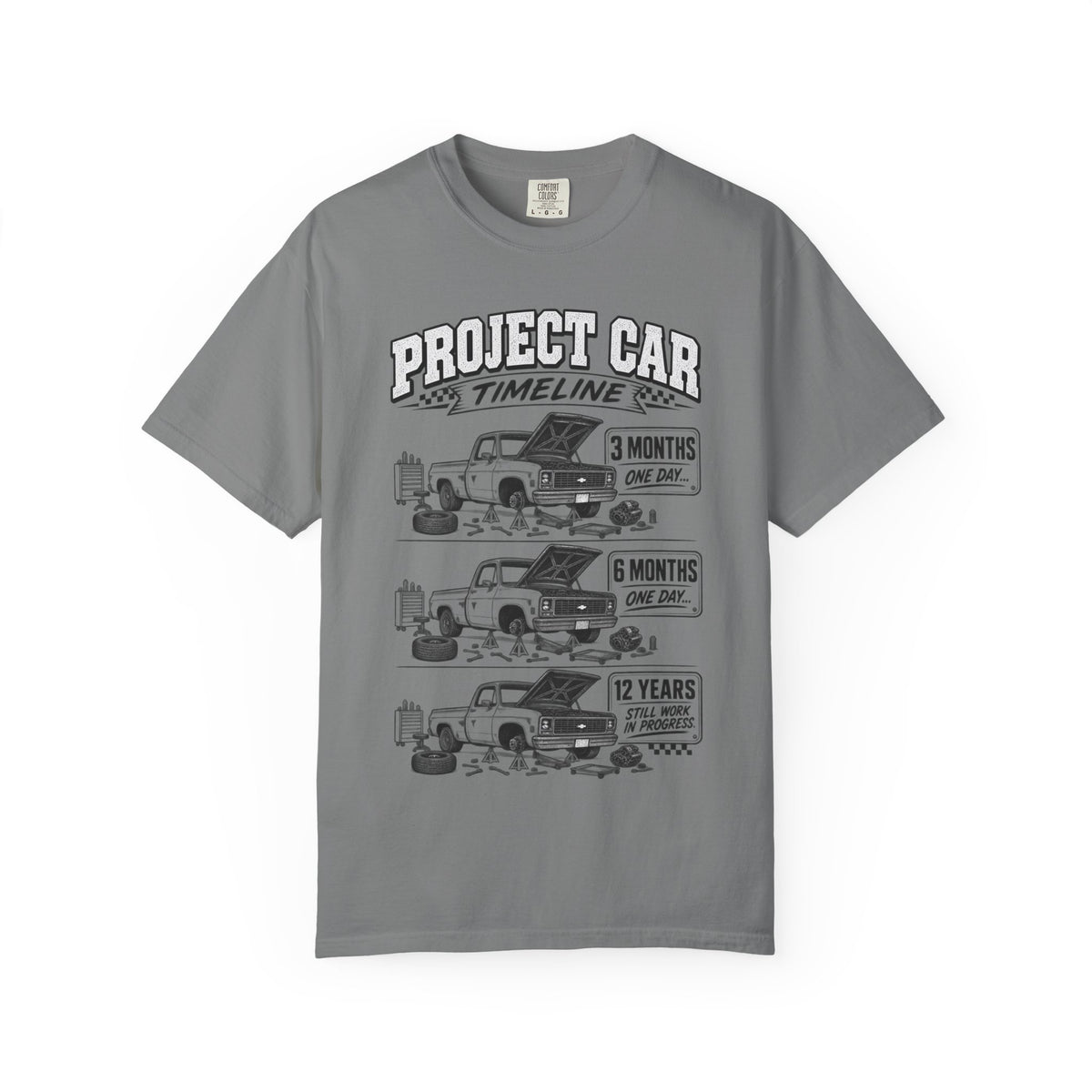Project Car Timeline T-Shirt – Funny Mechanic Restoration Shirt