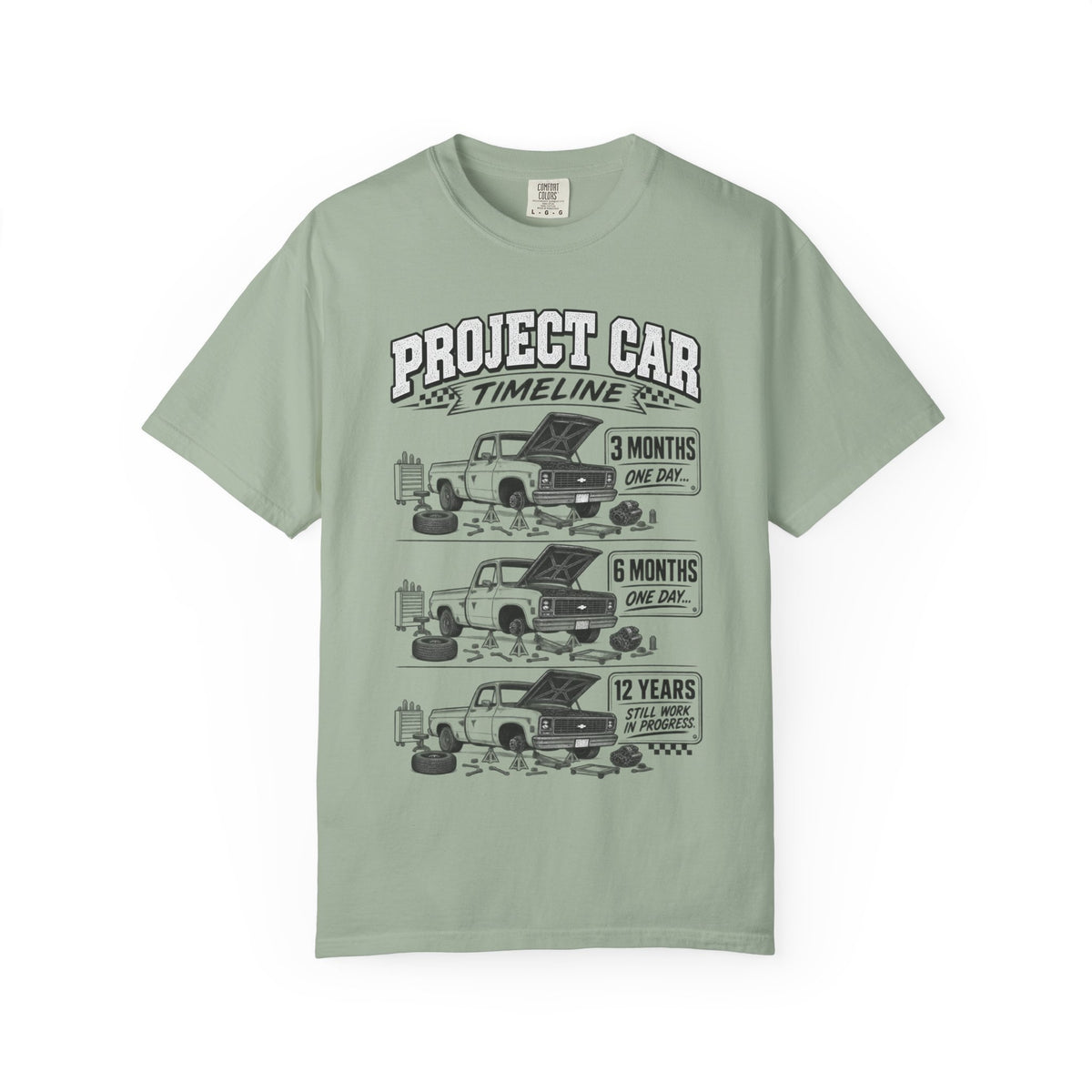 Project Car Timeline T-Shirt – Funny Mechanic Restoration Shirt
