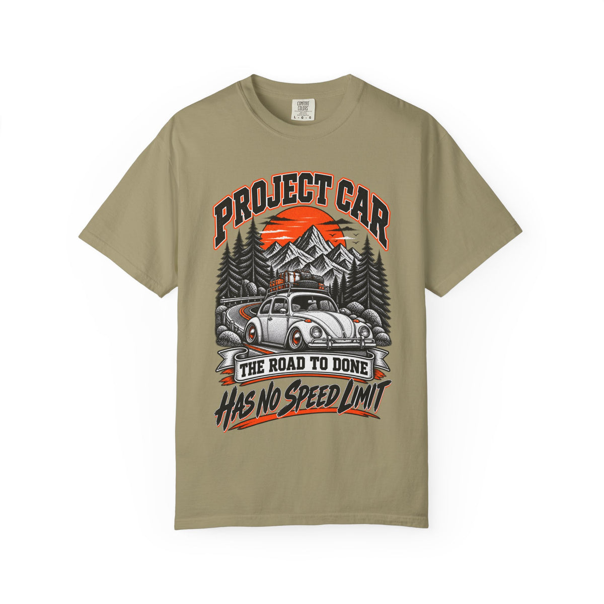 Project Car "Has No Speed Limit" T-Shirt — Vintage Beetle Road Trip Tee