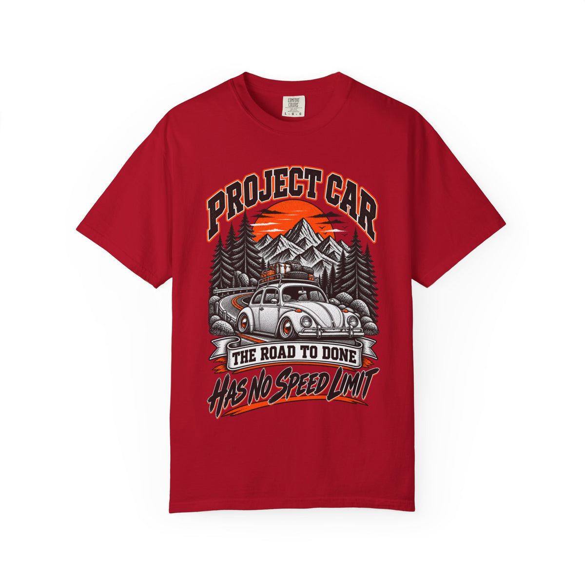 Project Car "Has No Speed Limit" T-Shirt — Vintage Beetle Road Trip Tee
