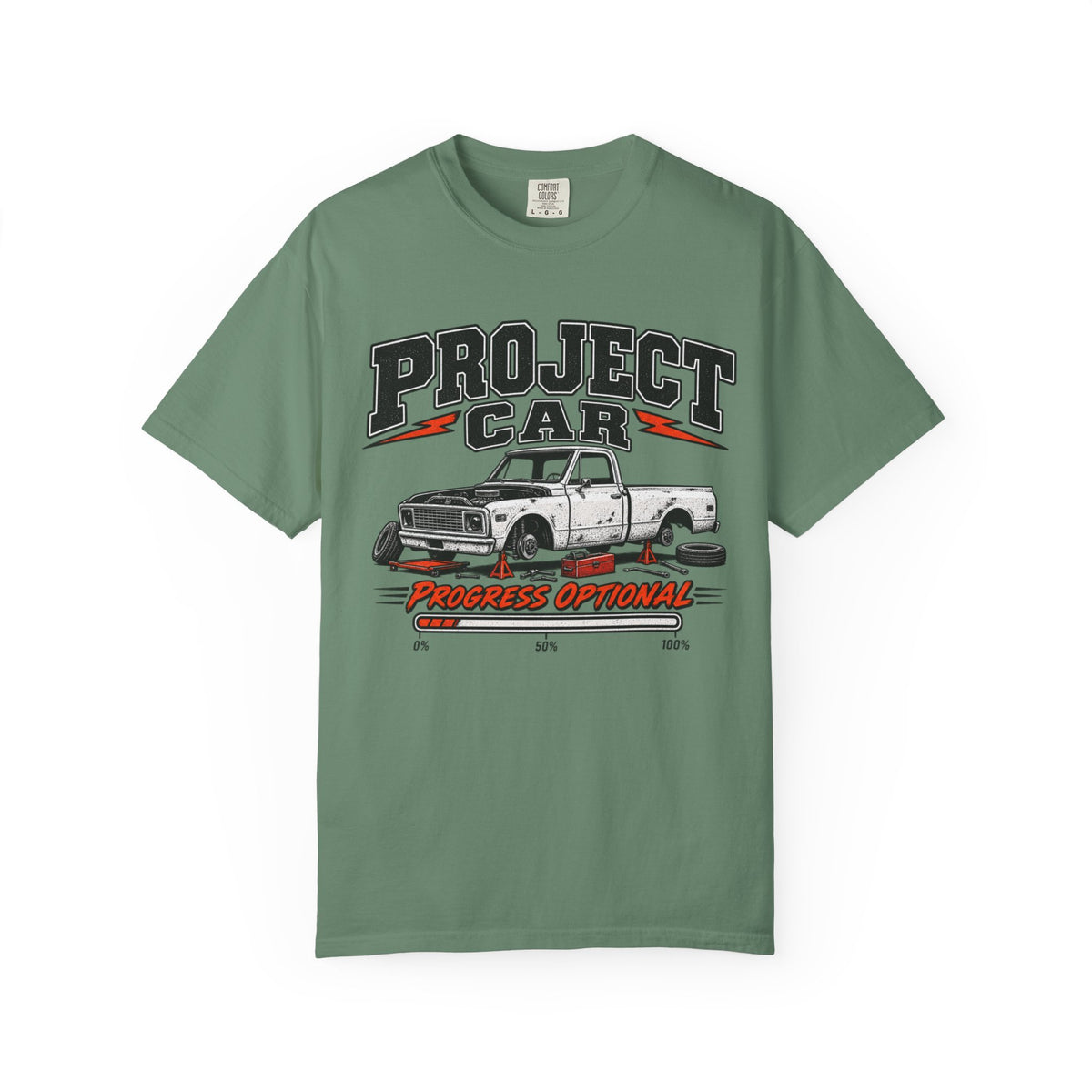 Project Car Graphic T-Shirt — "Progress Optional" Vintage Truck Tee
