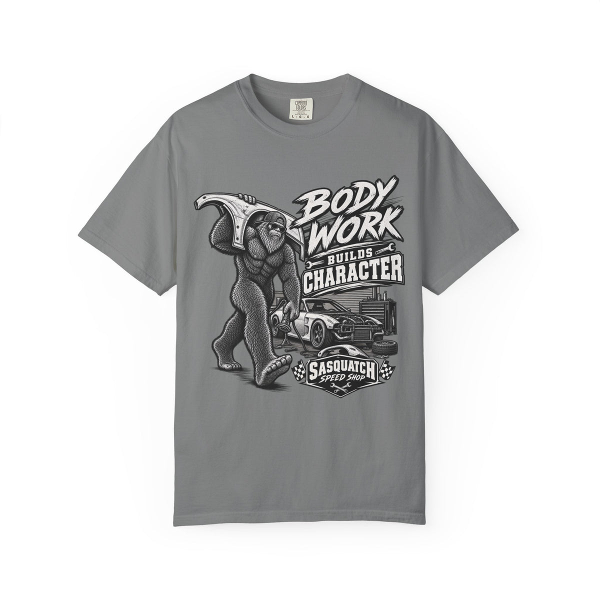 "Body Work Builds Character" Sasquatch Graphic Tee