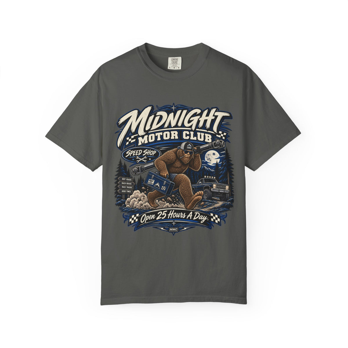 Midnight Motor Club T-Shirt — Vintage Bigfoot Speed Shop Graphic Tee