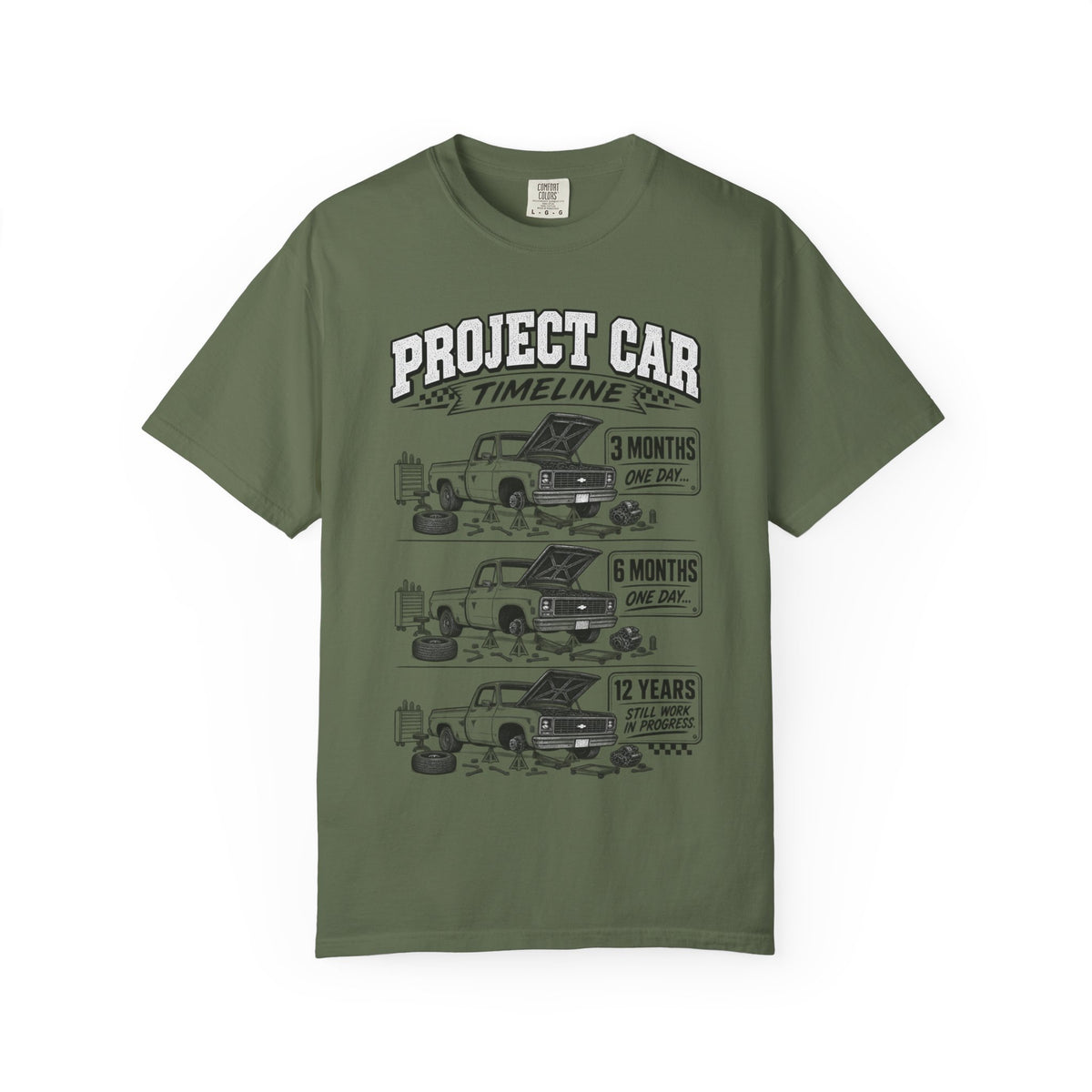 Project Car Timeline T-Shirt – Funny Mechanic Restoration Shirt