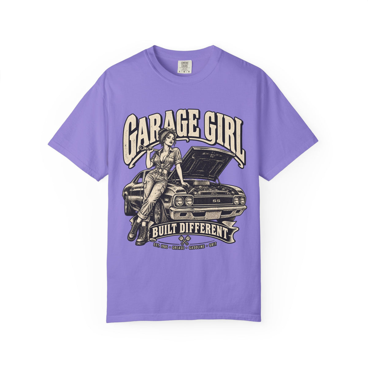 Garage Girl T-Shirt — "Built Different" Vintage Car Tee