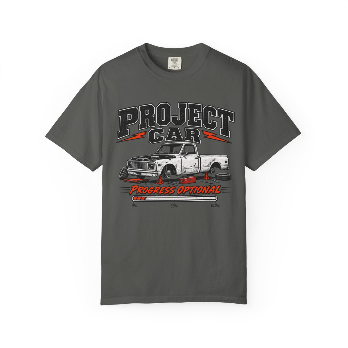 Project Car Graphic T-Shirt — "Progress Optional" Vintage Truck Tee