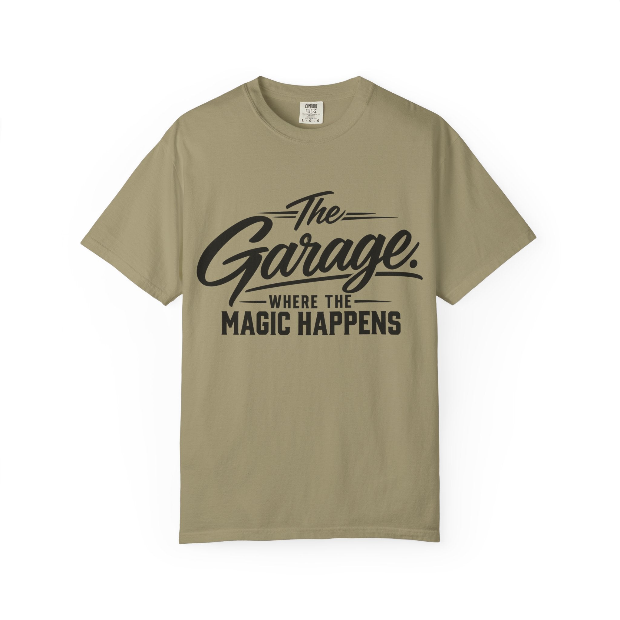 Garage T-Shirt — “The Garage Where the Magic Happens” Retro Workshop Tee