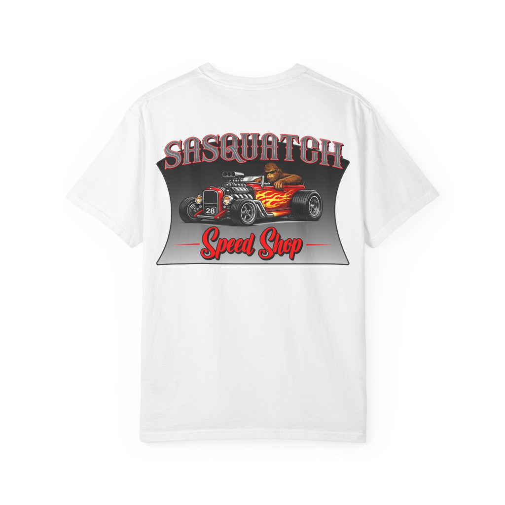 Sasquatch Speed Shop T-Shirt — Retro Hot Rod Graphic Tee