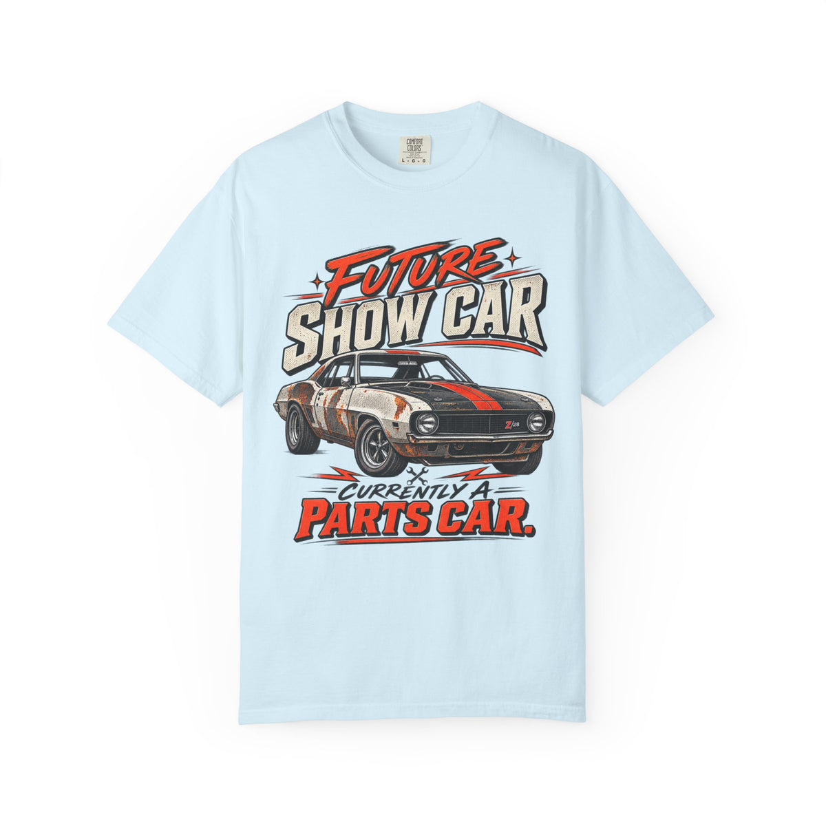 Future Show Car T-Shirt — "Currently a Parts Car" Retro Muscle Car Tee
