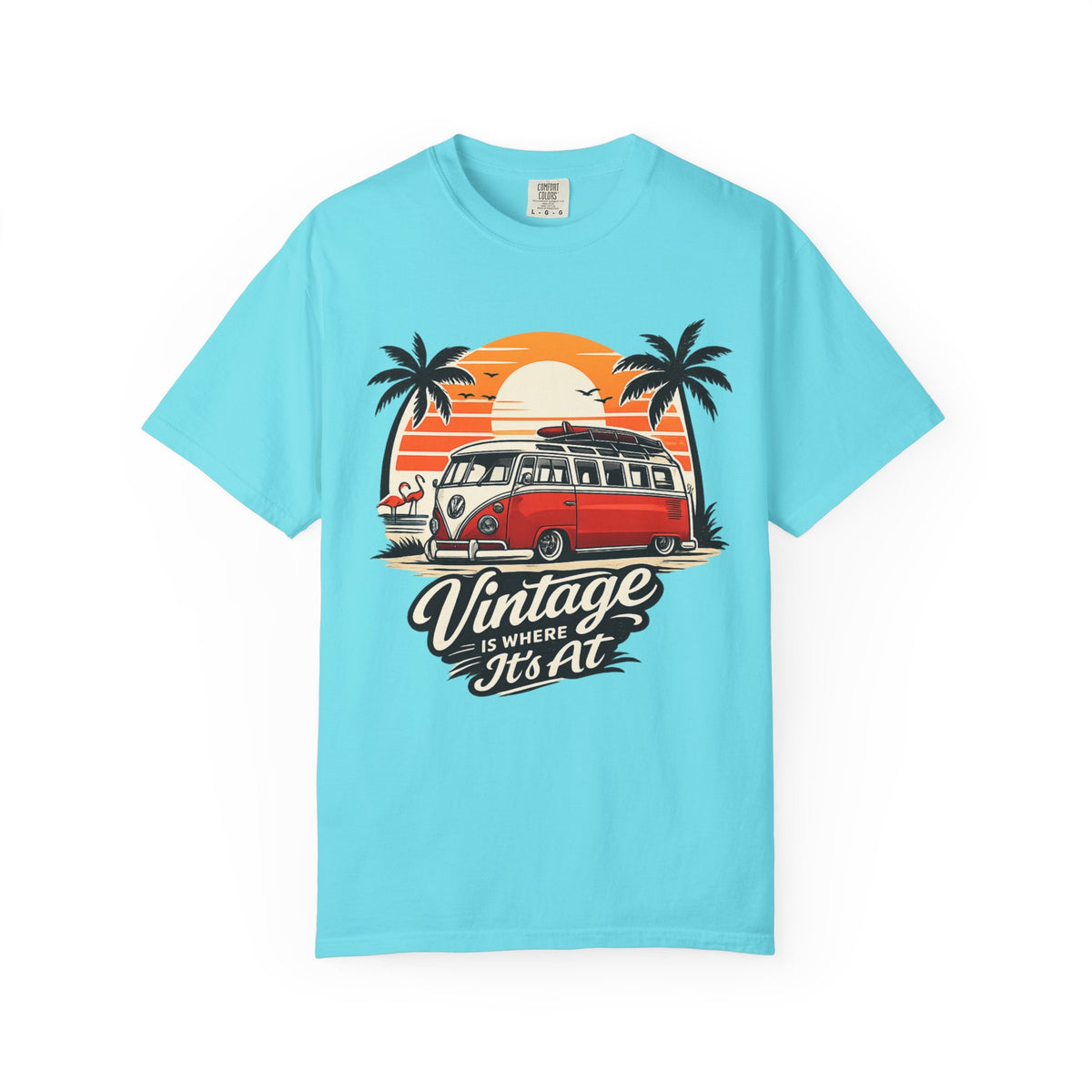 Vintage VW Camper Sunset T-Shirt — "Vintage Is Where It’s At"