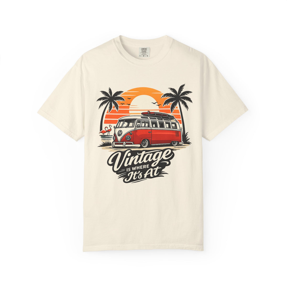 Vintage VW Camper Sunset T-Shirt — "Vintage Is Where It’s At"