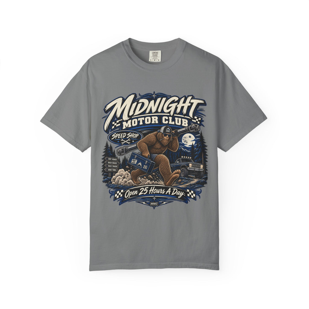 Midnight Motor Club T-Shirt — Vintage Bigfoot Speed Shop Graphic Tee