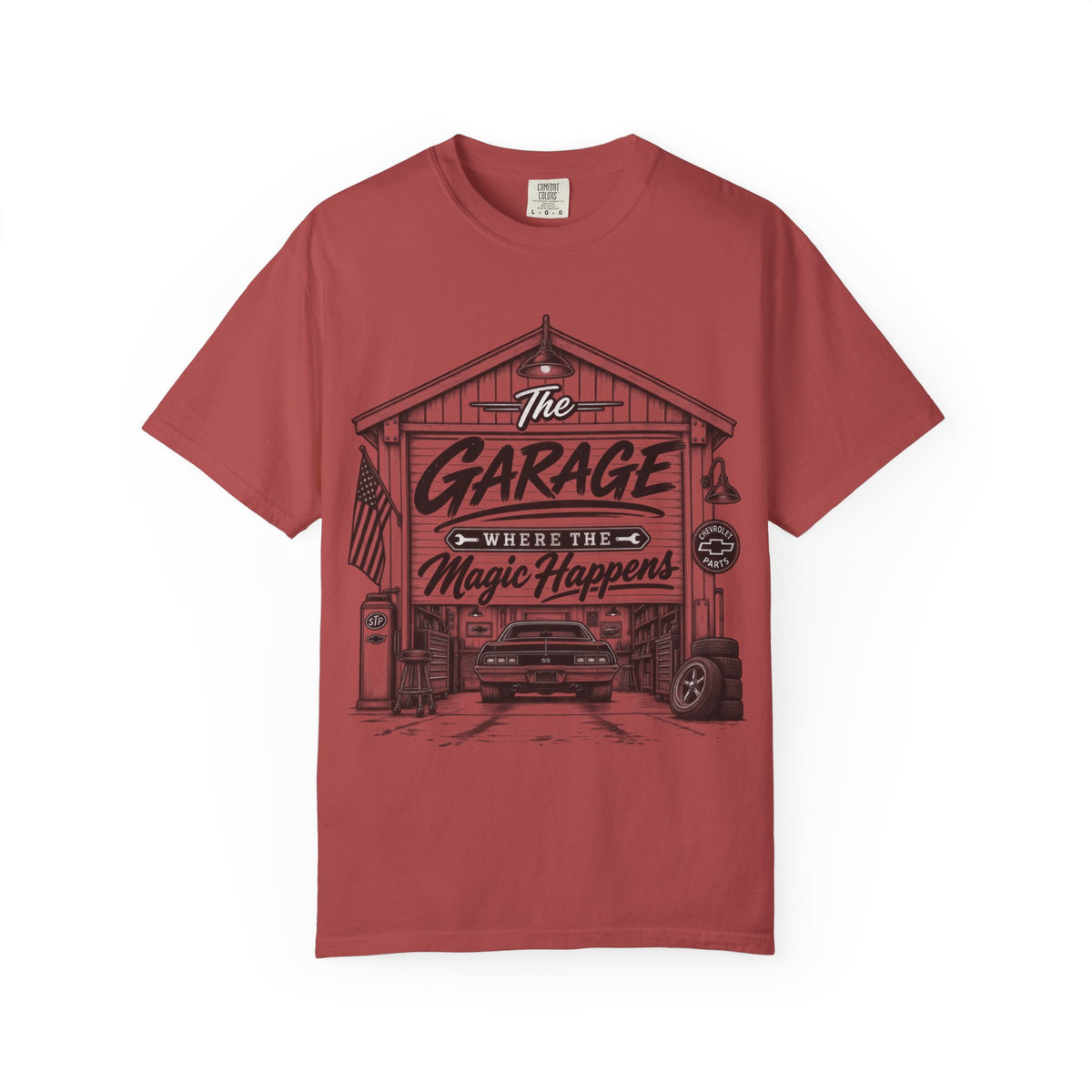 "The Garage Where the Magic Happens" Vintage Car Shop Tee