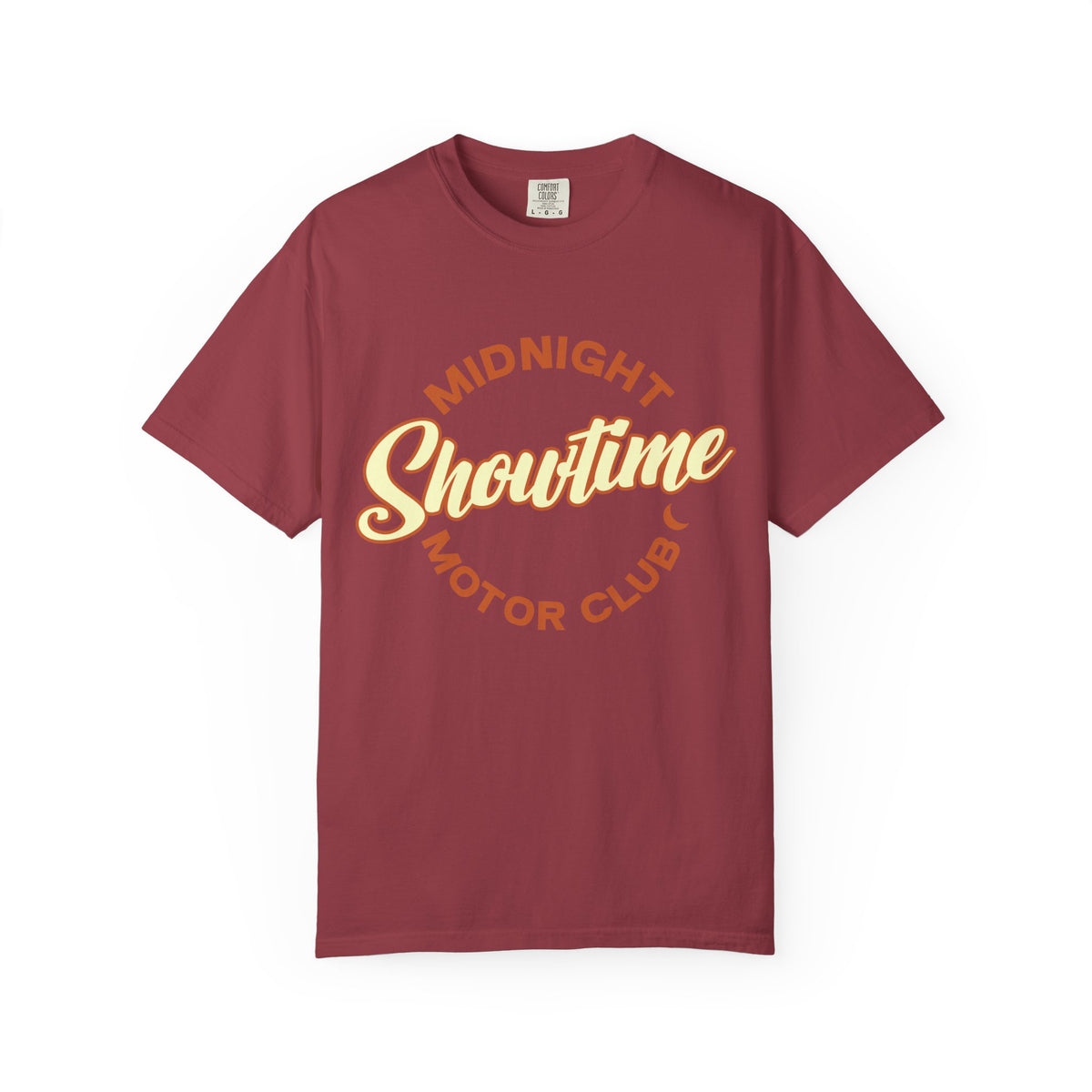 "Midnight Showtime Motor Club" Retro Script Car Culture Tee
