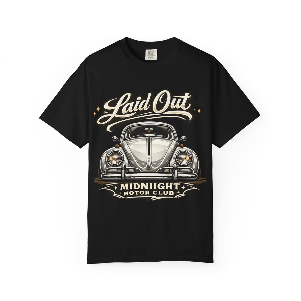 Laid Out Midnight Motor Club T-Shirt – Vintage Volkswagen Beetle Car Tee