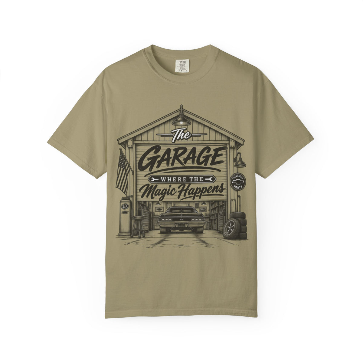 "The Garage Where the Magic Happens" Vintage Car Shop Tee